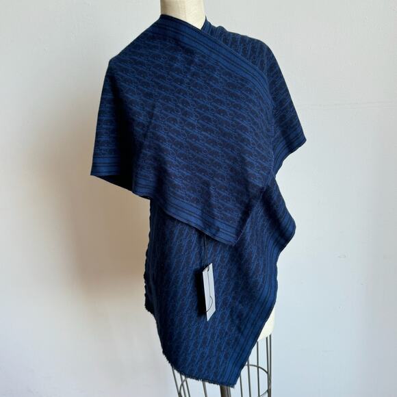 NWT CHRISTIAN DIOR Blue Cashmere Scarf - Picture 1 of 6